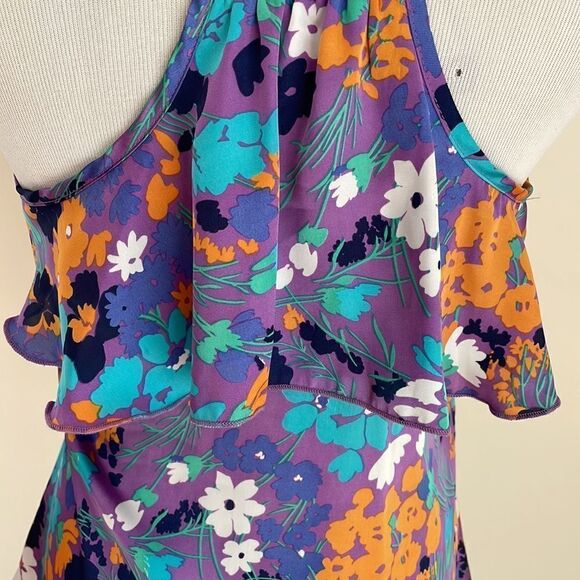 Racer back zip up front blouse with ruffle accent by Ali and Kris size small - Picture 6 of 9